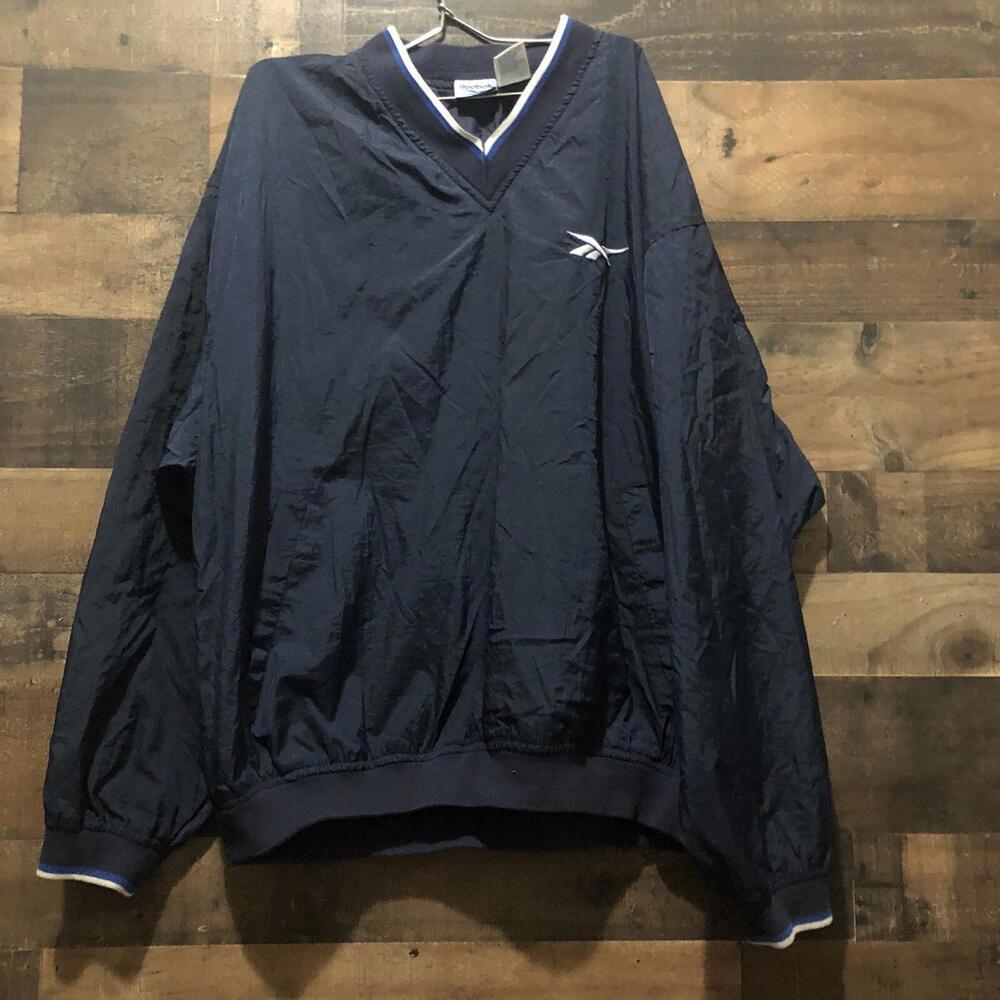 Vintage 90s Reebok Men's Size Large Black Pullover Jacket Windbreaker Athleisure